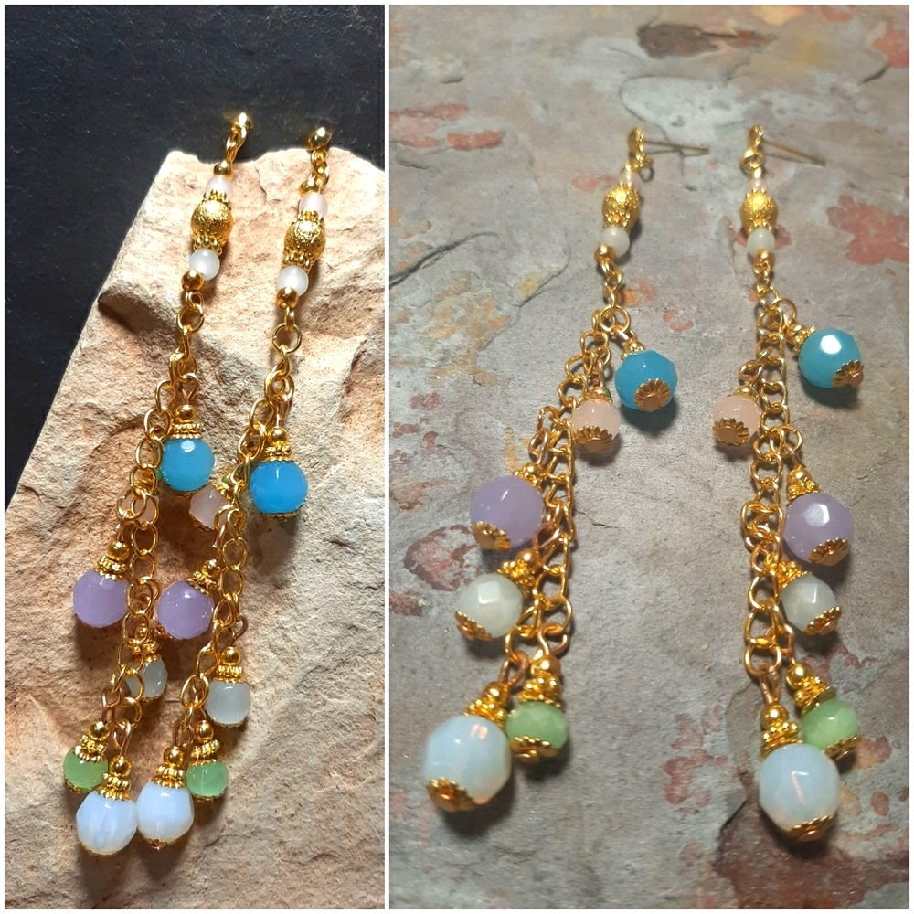 Pastel colored earrings.